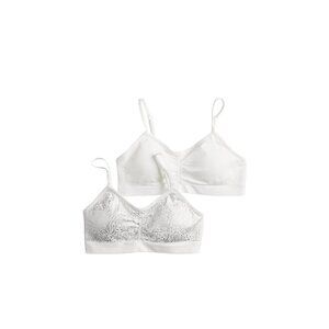 Maidendform Girl Set of 2 White Silver Graphic Training Bra Style 4350 Medium